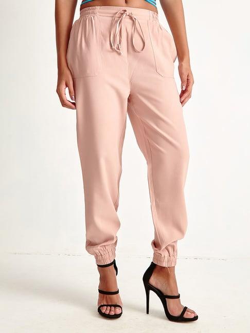 cover story pink regular fit mid rise joggers