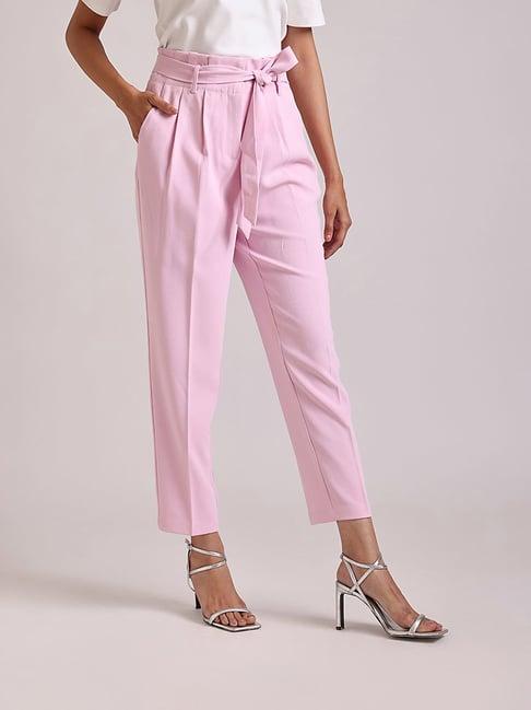 cover story pink regular fit trousers