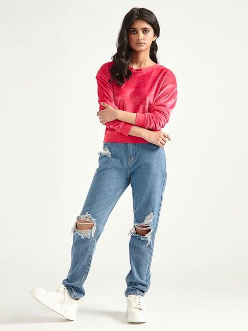 cover story pink round neck sweatshirt