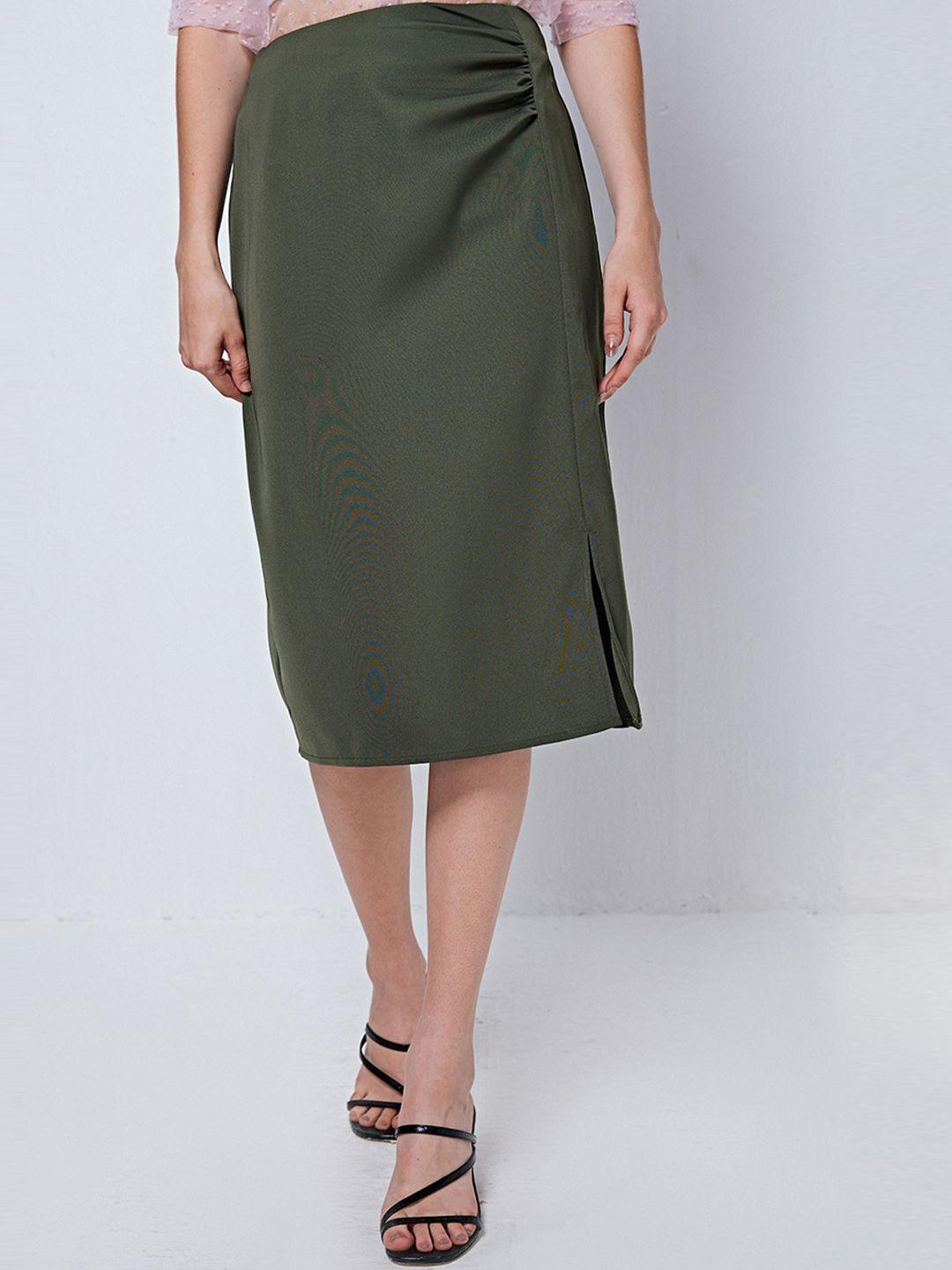 cover story solid straight midi skirt