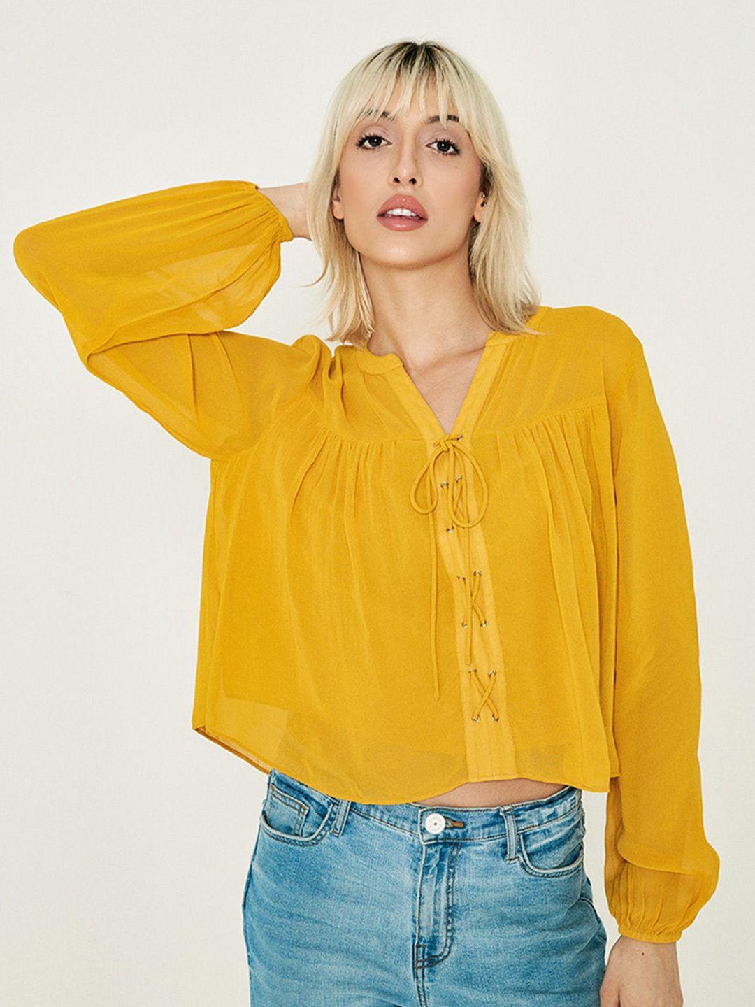 cover story tie-up neck boxy top
