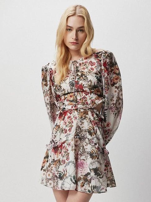 cover story white floral print skater dress