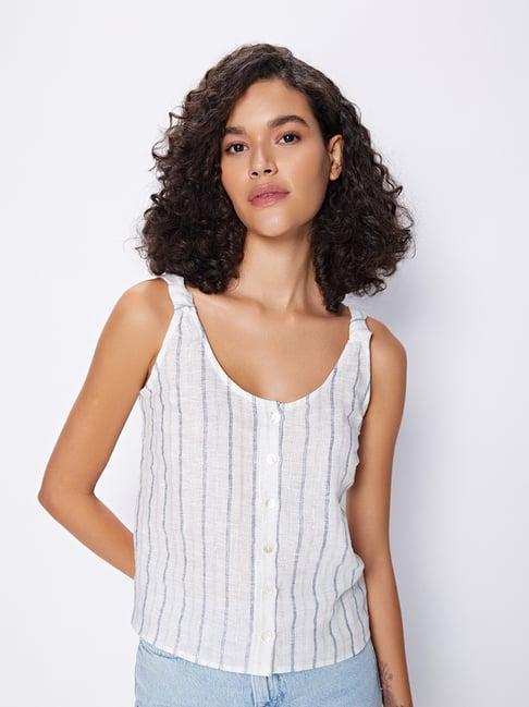 cover story white striped top