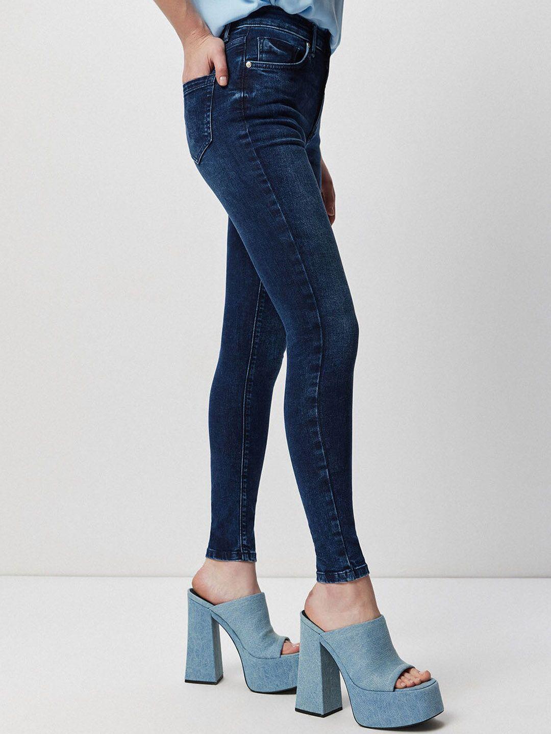 cover story women blue mid-rise light fade skinny fit jeans