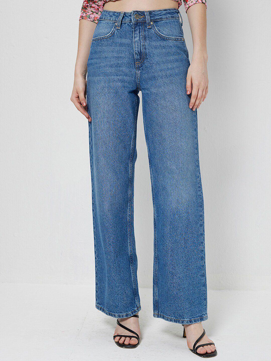cover story women blue wide leg high-rise low distress light fade jeans