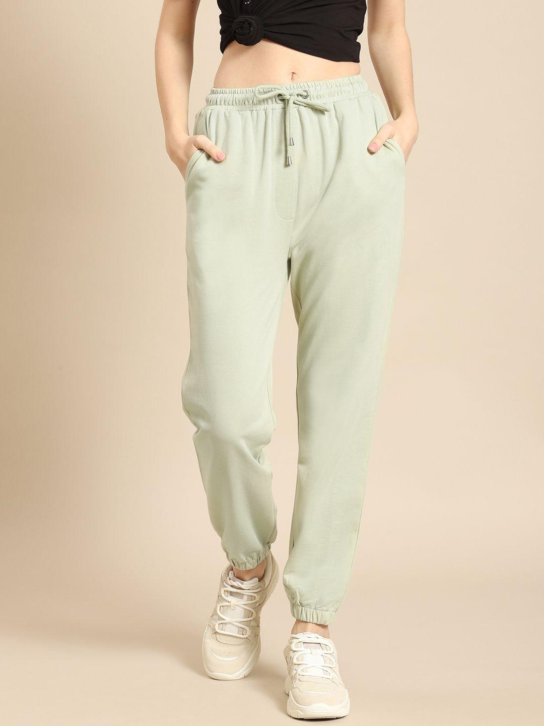 cover story women mint green cotton joggers trousers