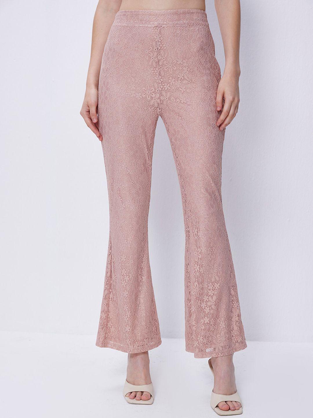cover story women textured wide leg bootcut trousers
