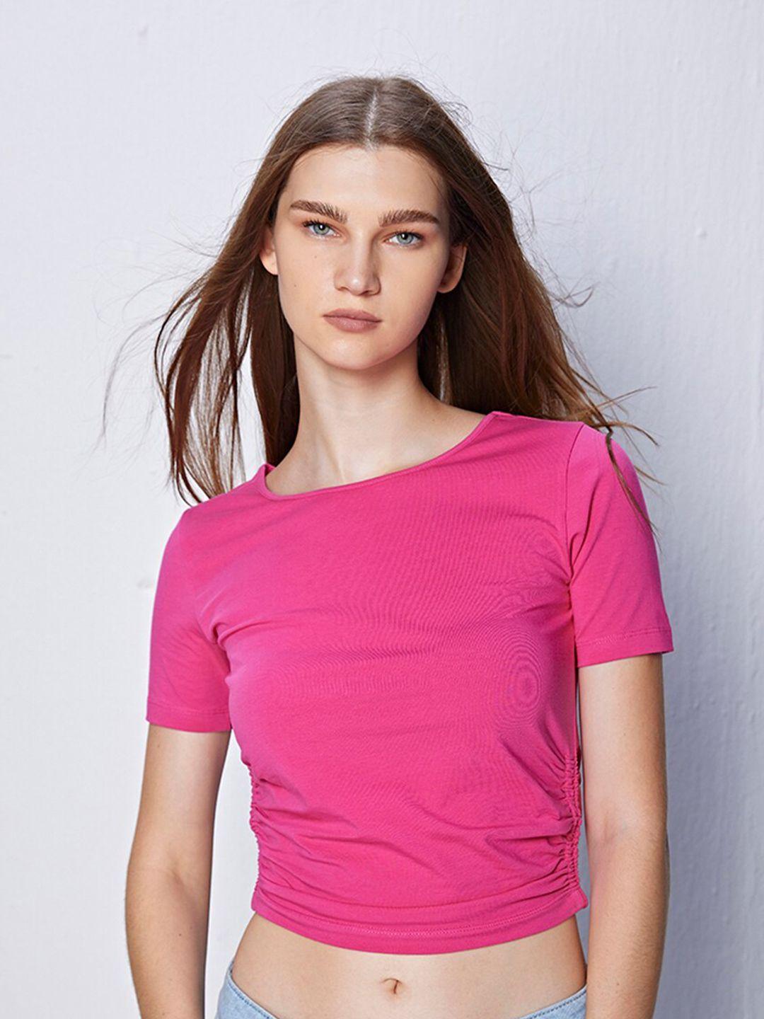 cover story women v-neck extended sleeves pockets slim fit t-shirt