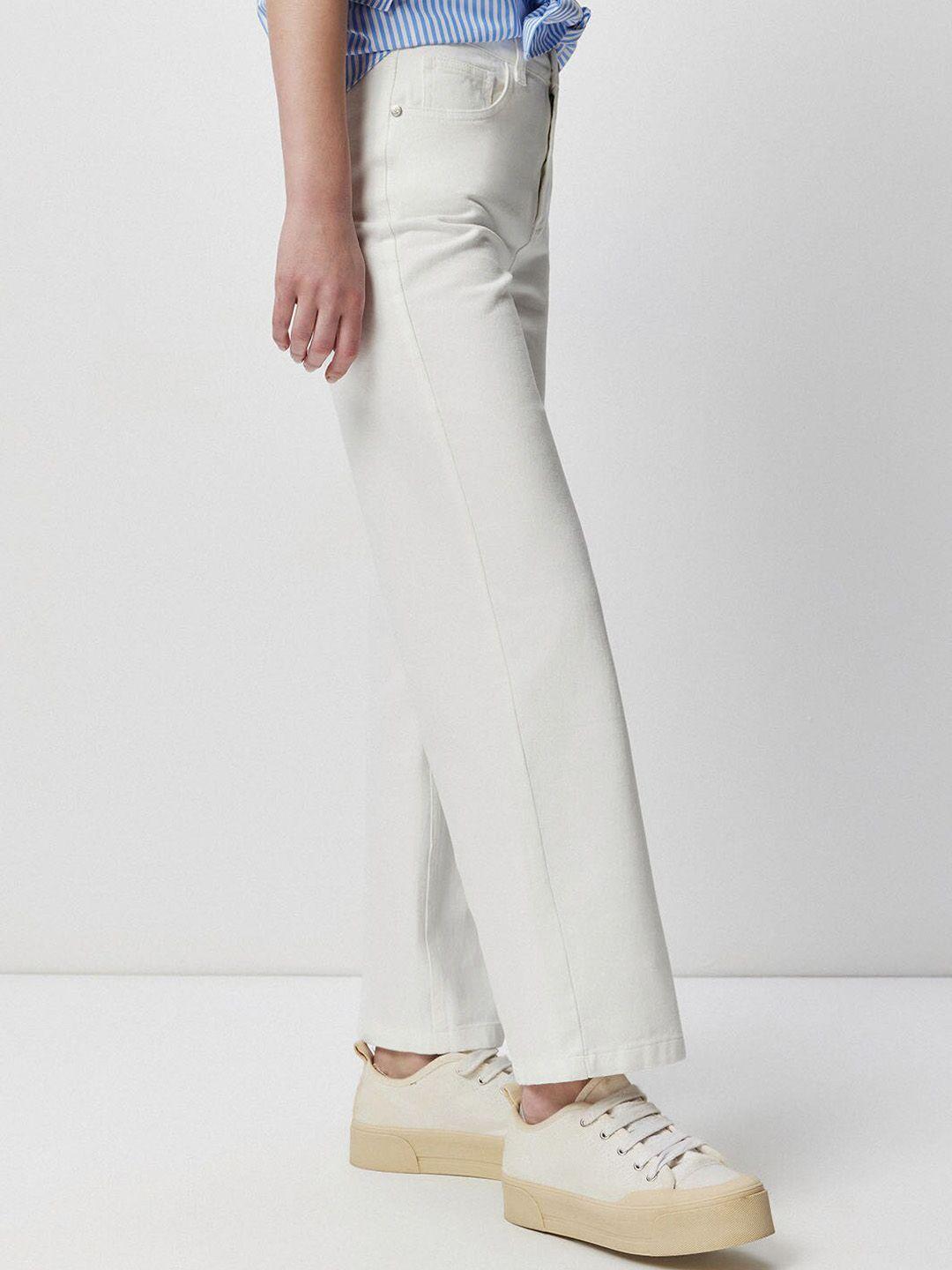 cover story women white high-rise pure cotton wide leg jeans
