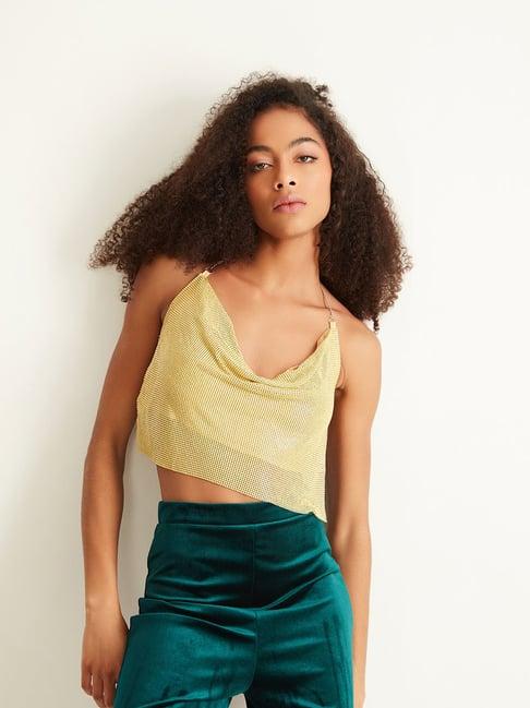 cover story yellow textured crop top