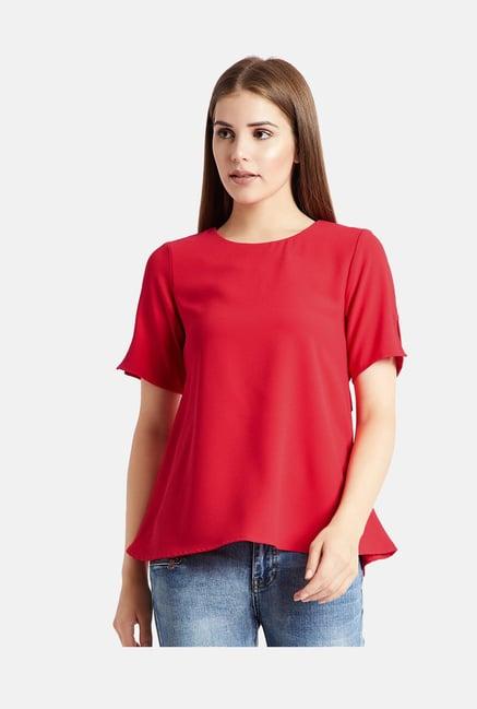 coverstory red short sleeves top