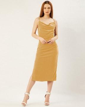 cowl-neck bodycon dress