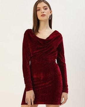 cowl-neck bodycon dress