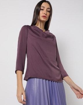 cowl-neck satin top