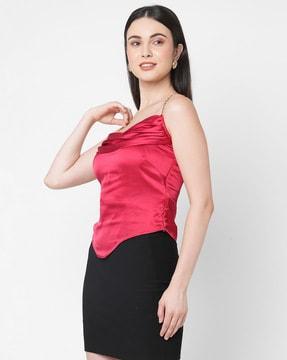 cowl-neck sleeveless top