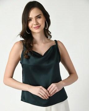 cowl-neck sleeveless top