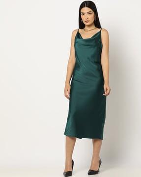 cowl-neck strappy sheath dress