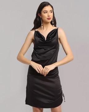 cowl-neck strappy sheath dress