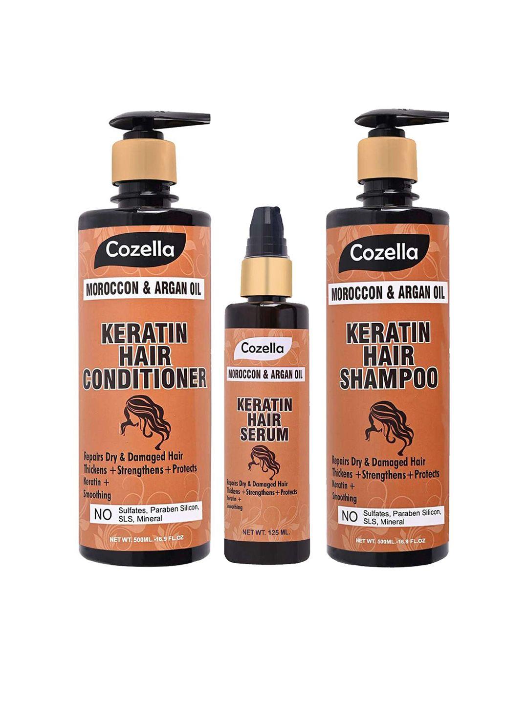 cozella set of moroccan & argan oil keratin hair conditioner+shampoo+serum
