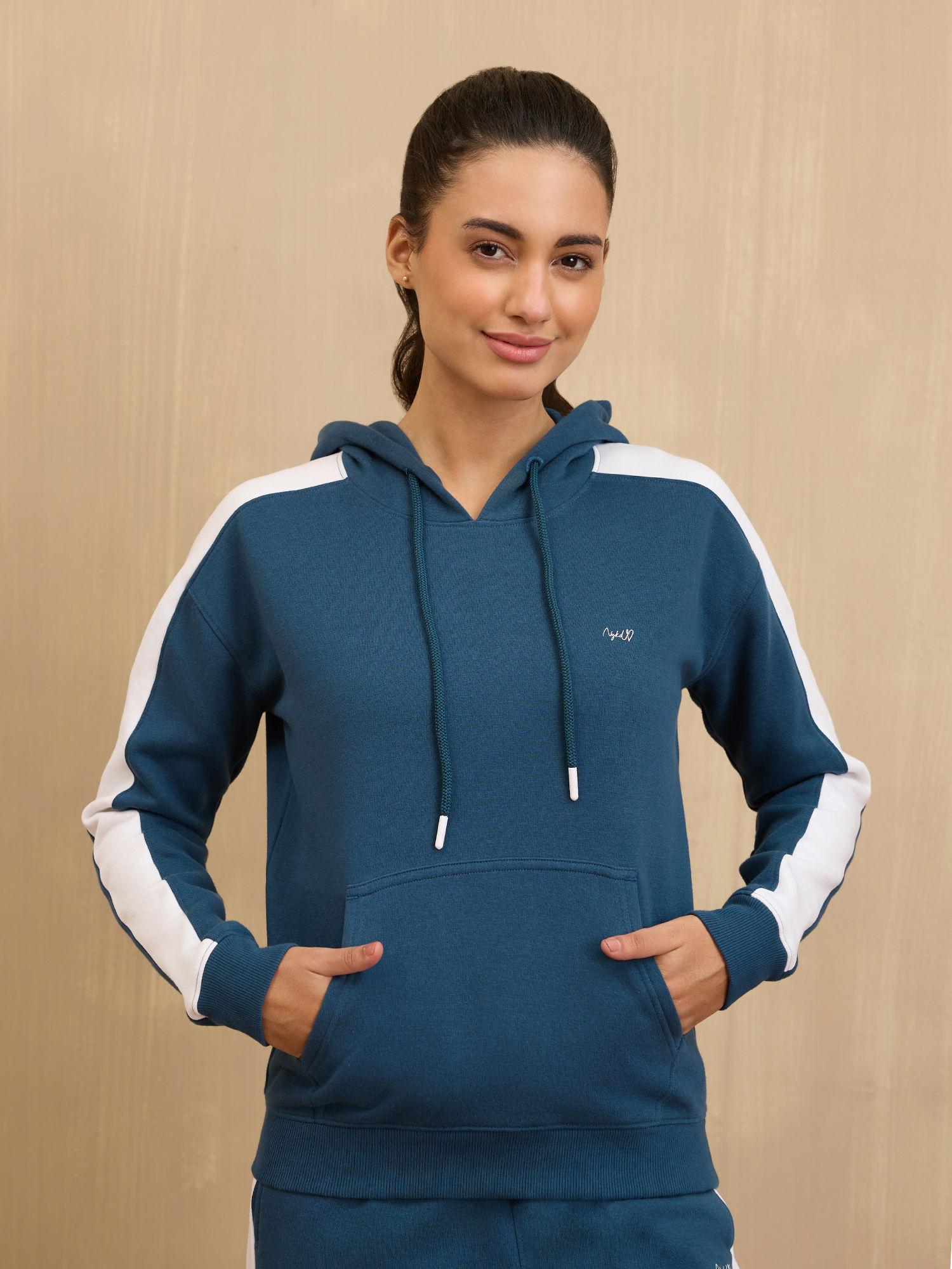 cozy fleece hoodie sweatshirt -nyle702-blue