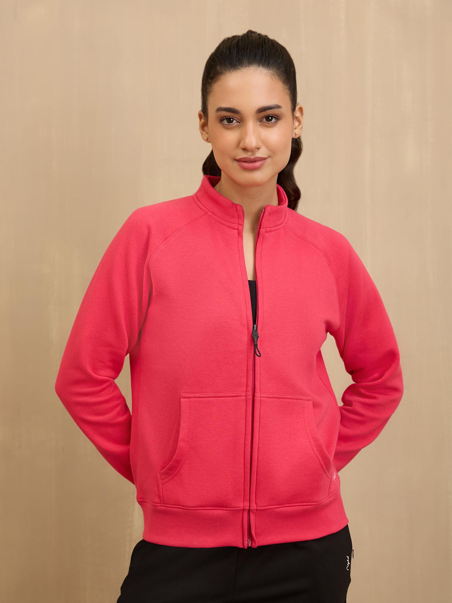 cozy fleece zippered jacket -nyle704-red