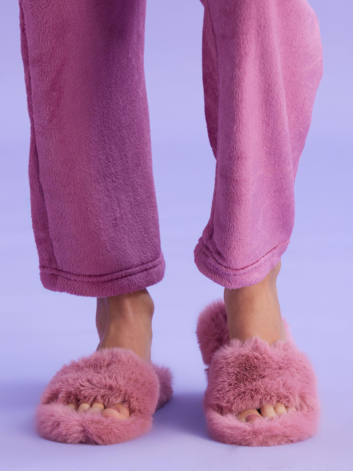 cozy fur slip ons-nysl07-pink