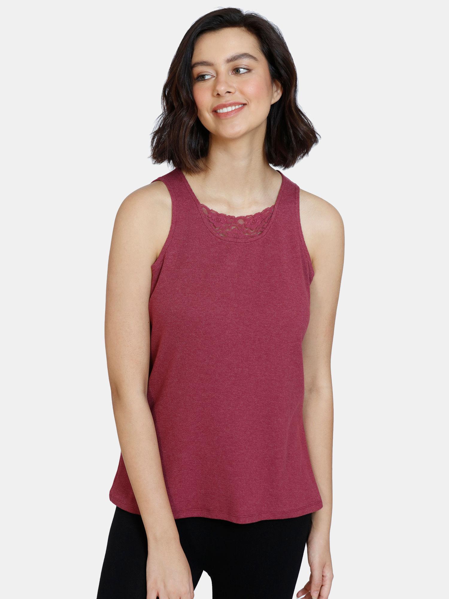 cozy heathers knit camisoles - beet - red