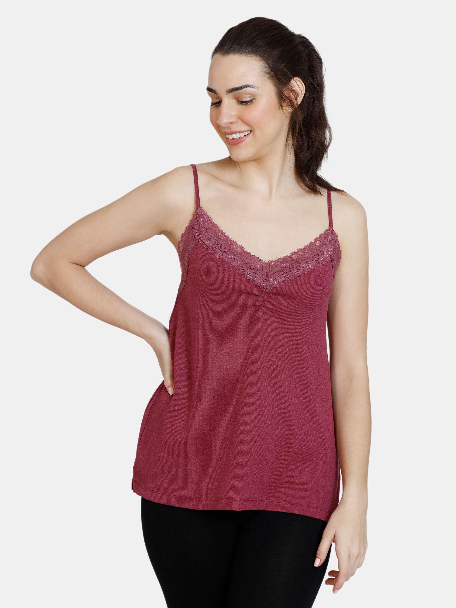 cozy heathers knit cotton camisoles - beet red