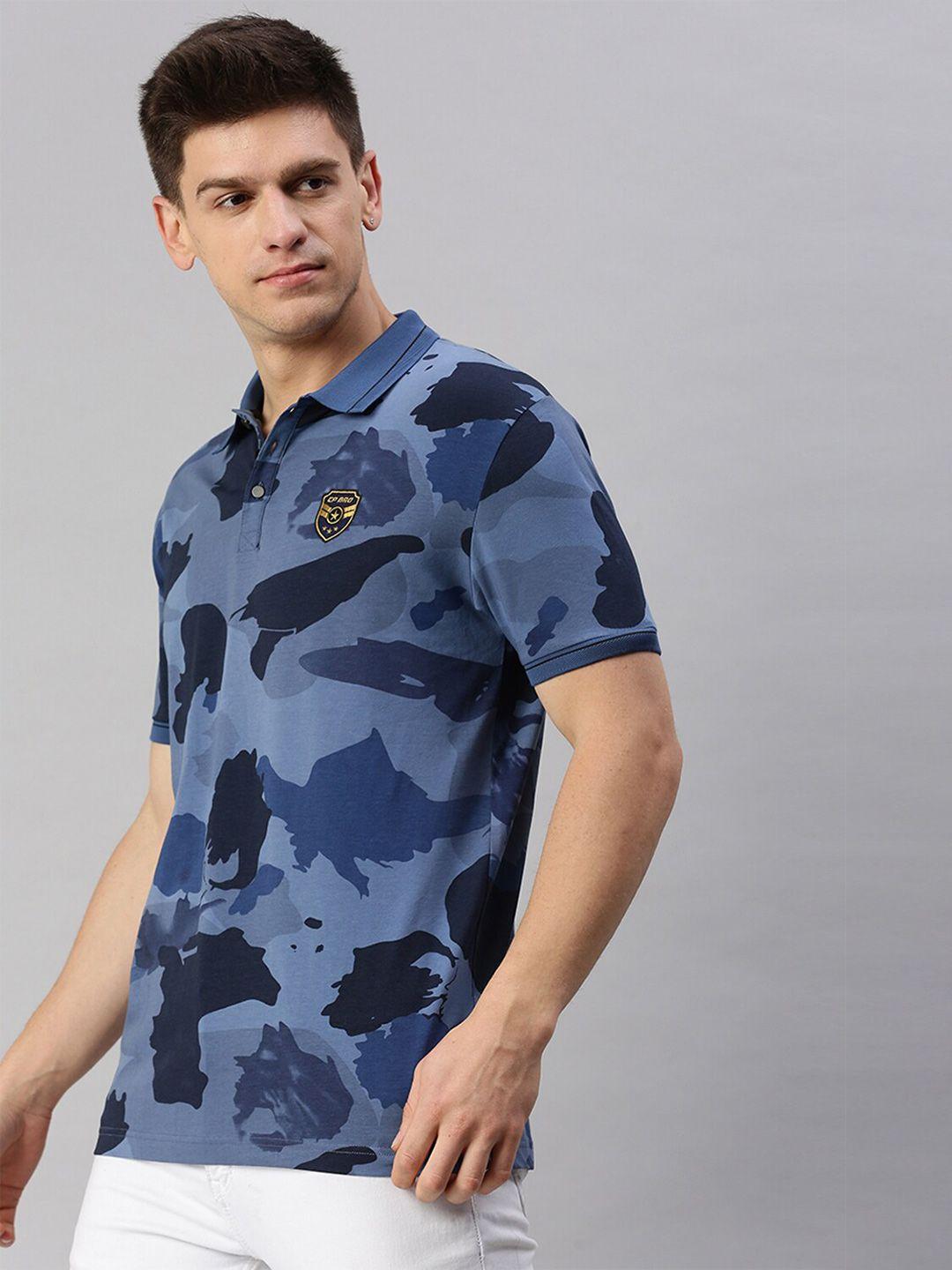 cp bro camouflage printed polo collar slim fit cotton t-shirt