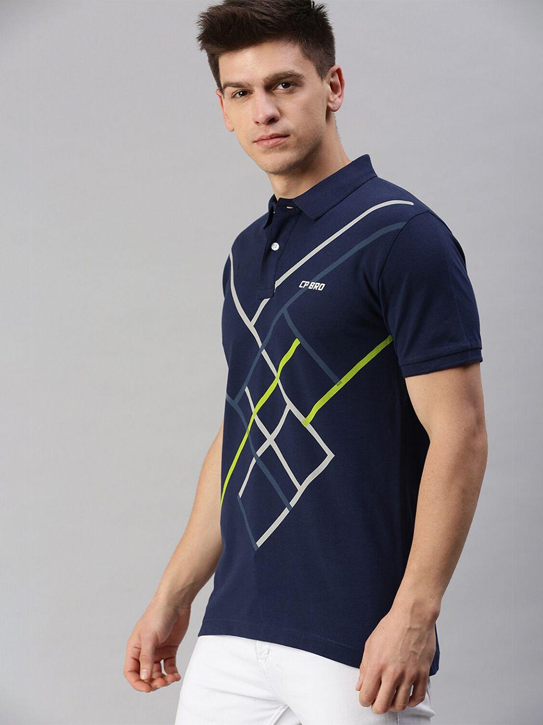 cp bro geometric printed slim fit cotton t-shirt
