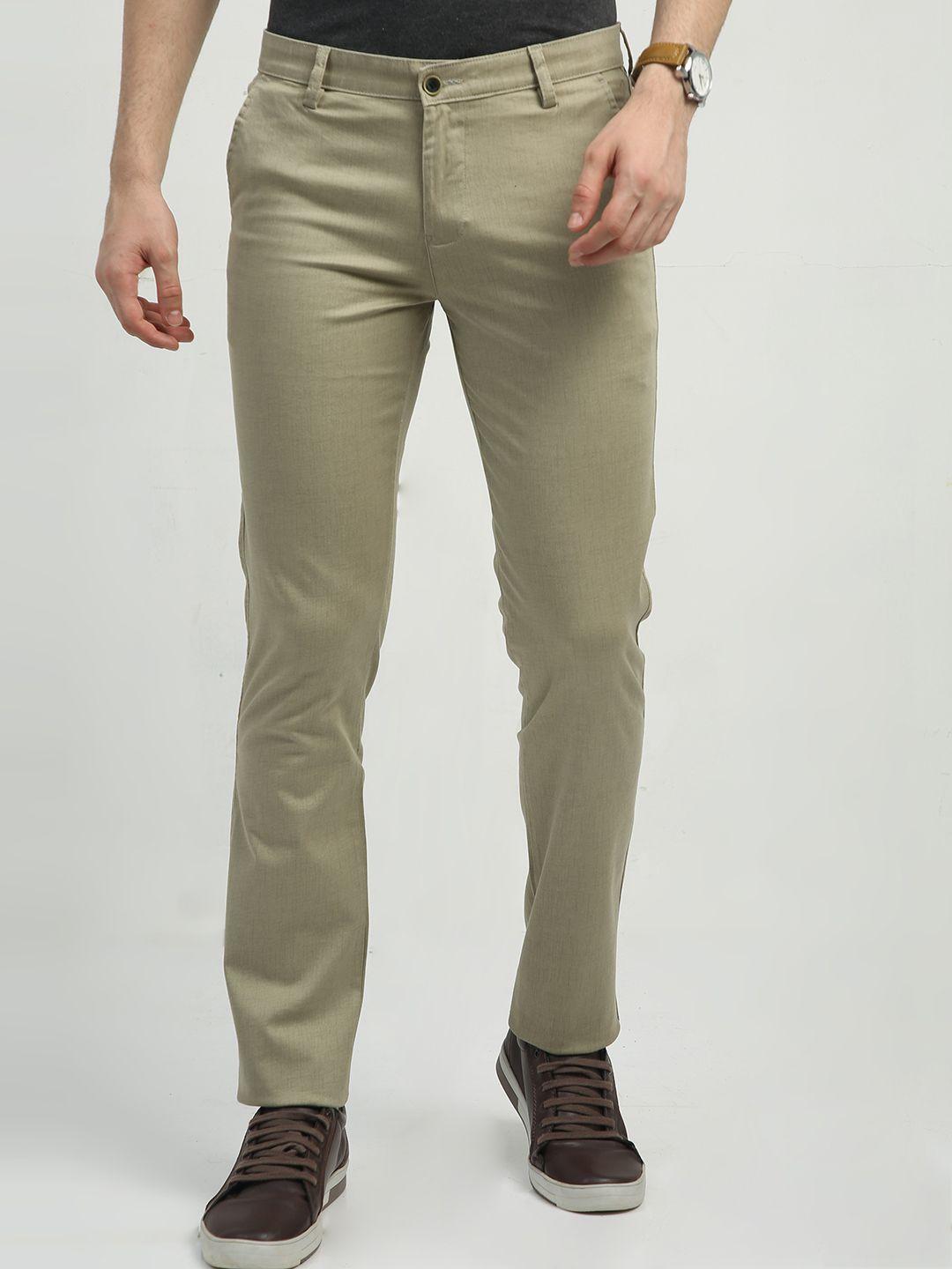 cp bro men chiseled fit mid rise cotton trousers