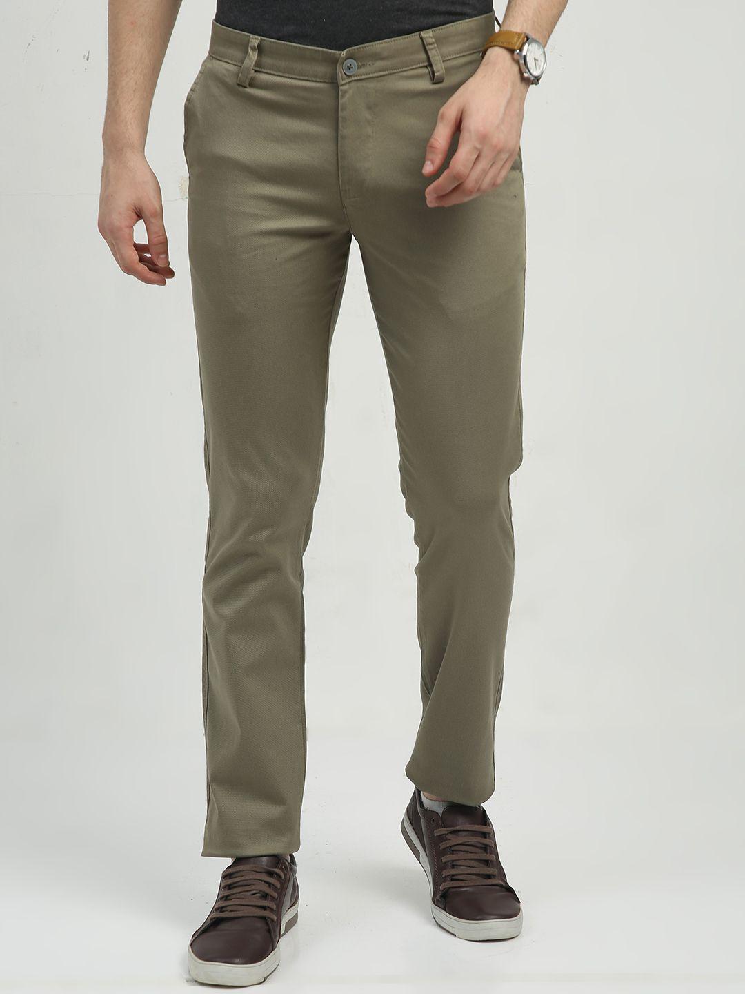 cp bro men chiseled fit mid rise cotton trousers