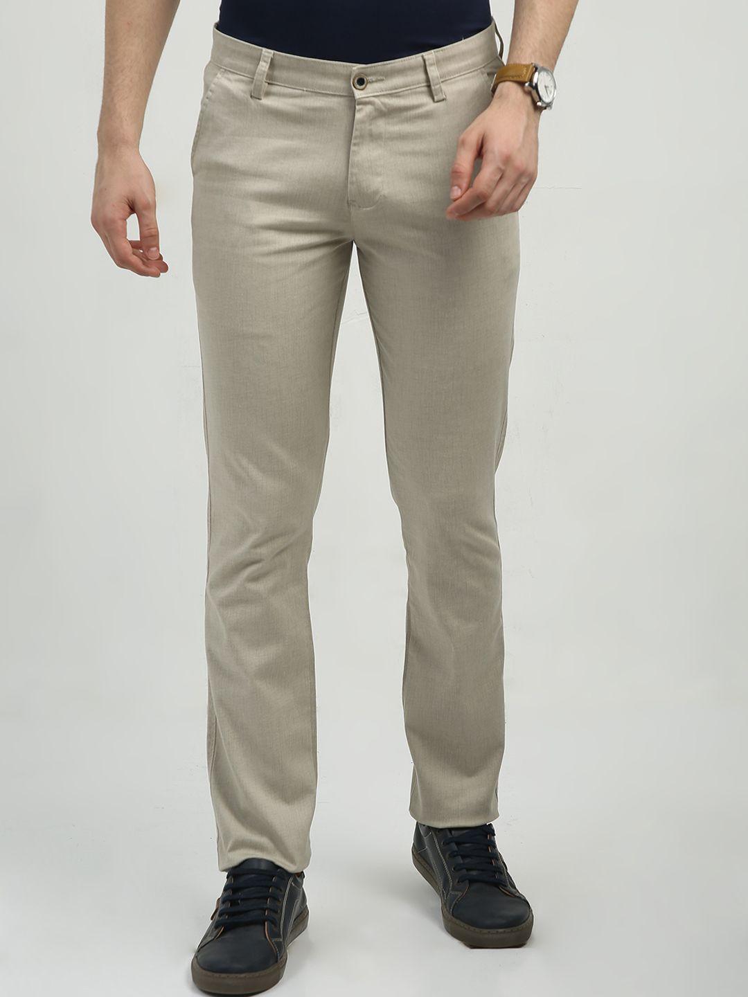 cp bro men chiseled fit mid rise cotton trousers