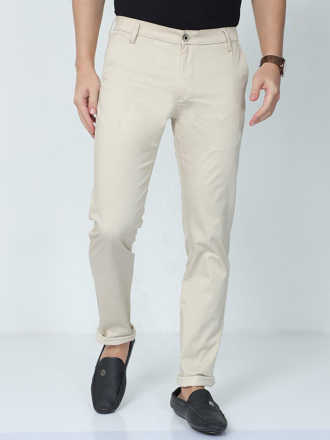 cp bro men classic slim fit cotton trousers