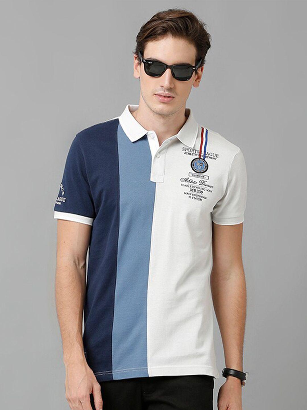 cp bro men colourblocked polo collar slim fit cotton t-shirt