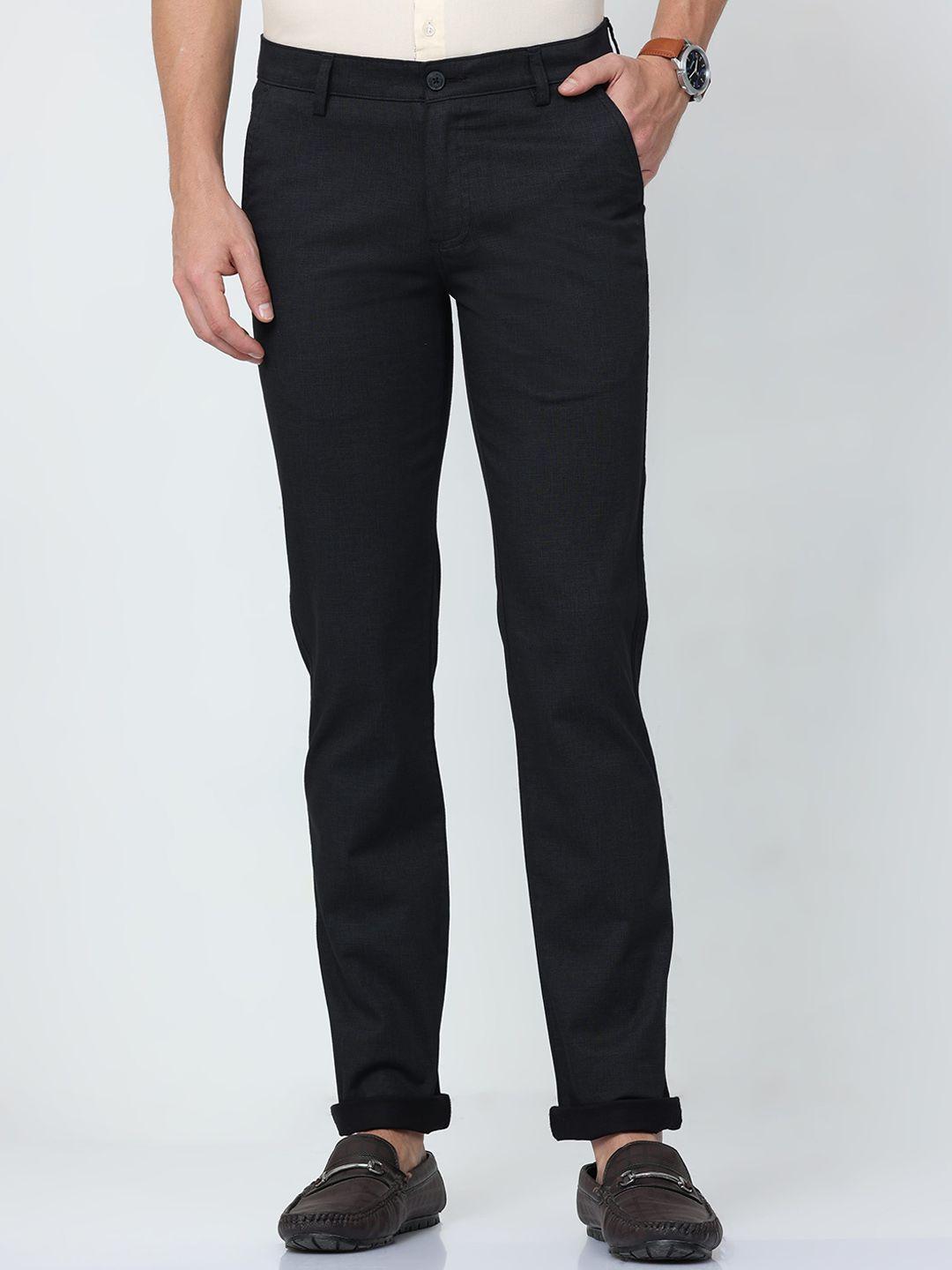 cp bro men mid-rise classic slim fit zip trousers