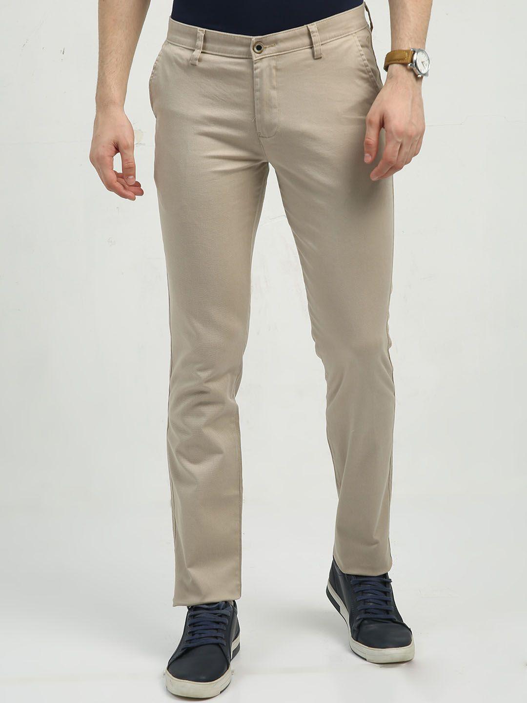 cp bro men regular fit mid-rise cotton chinos trouser