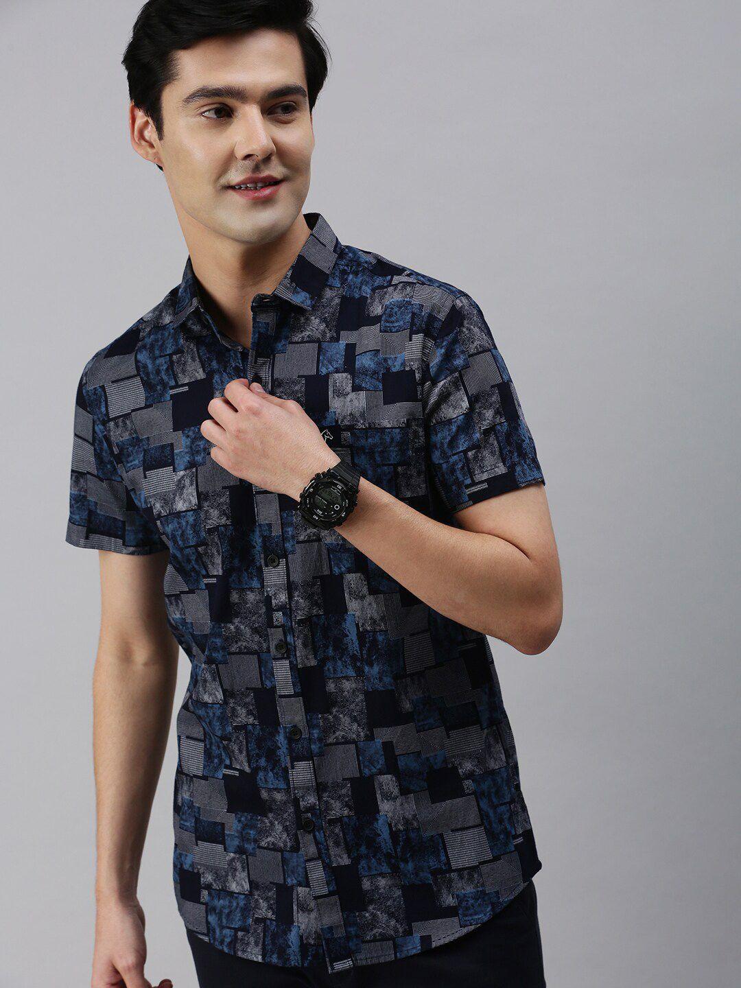 cp bro men slim fit abstract printed casual cotton shirt