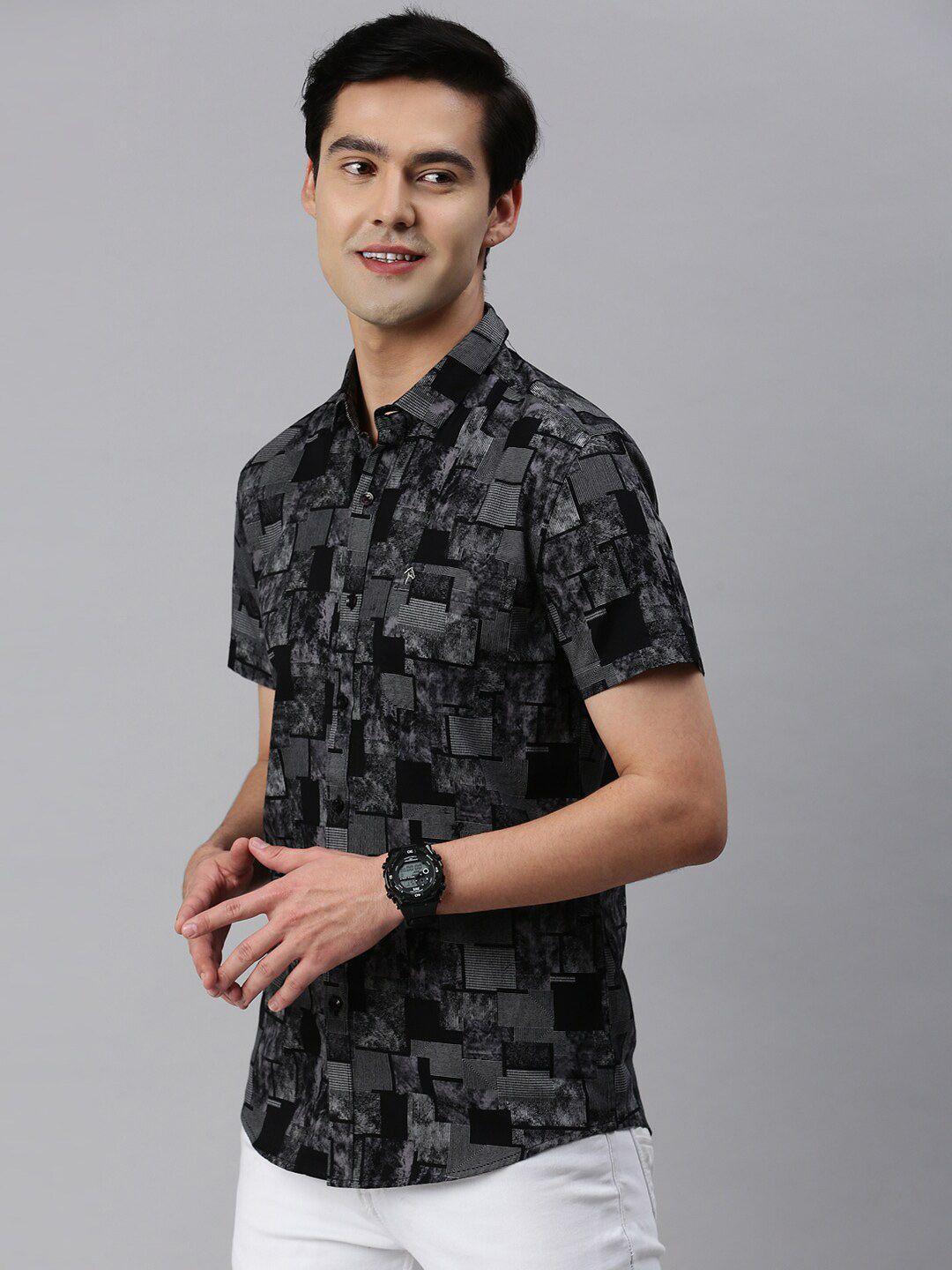 cp bro men slim fit printed casual shirt