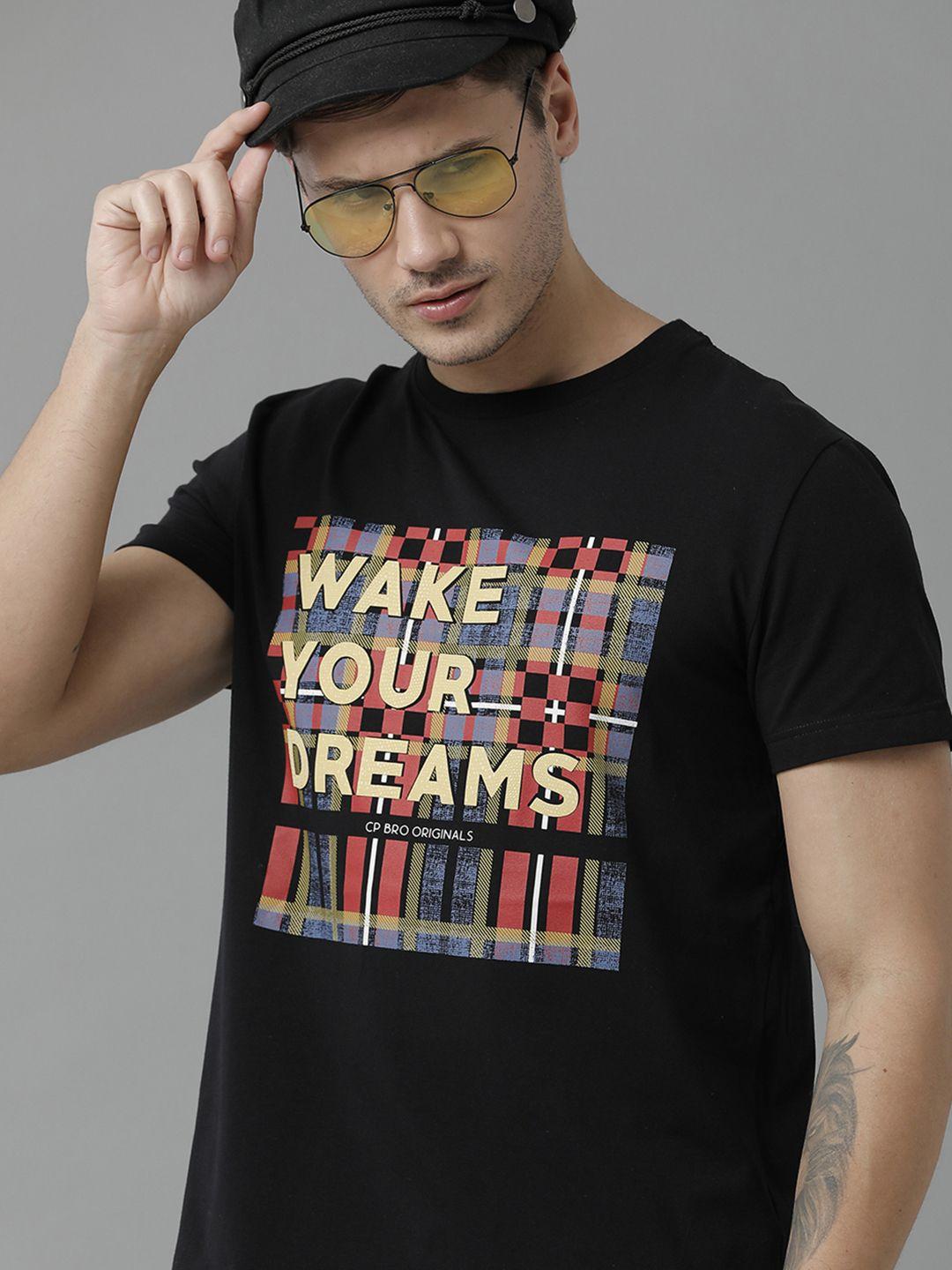 cp bro men typography printed slim fit cotton t-shirt