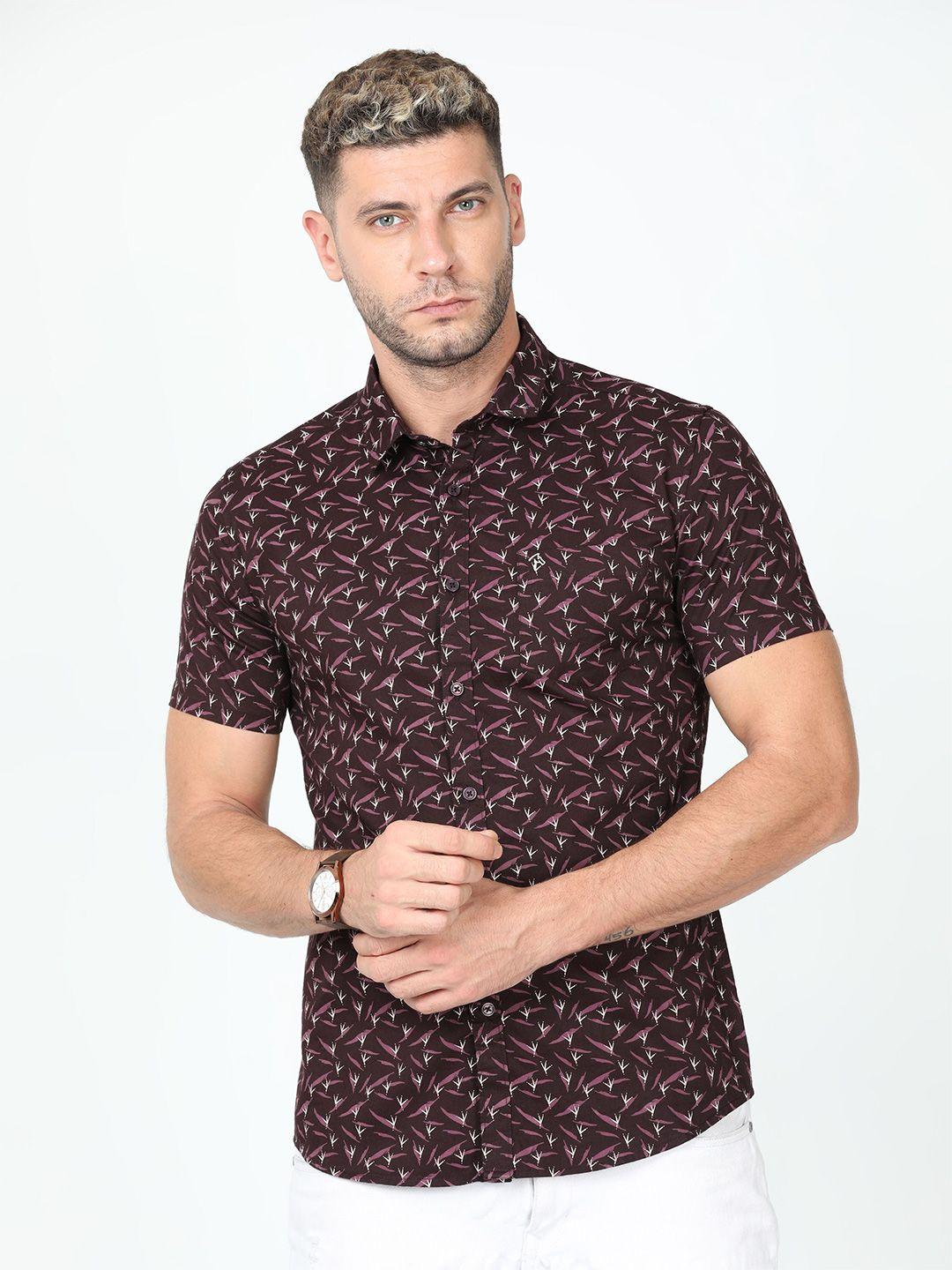 cp bro slim fit floral opaque printed cotton casual shirt