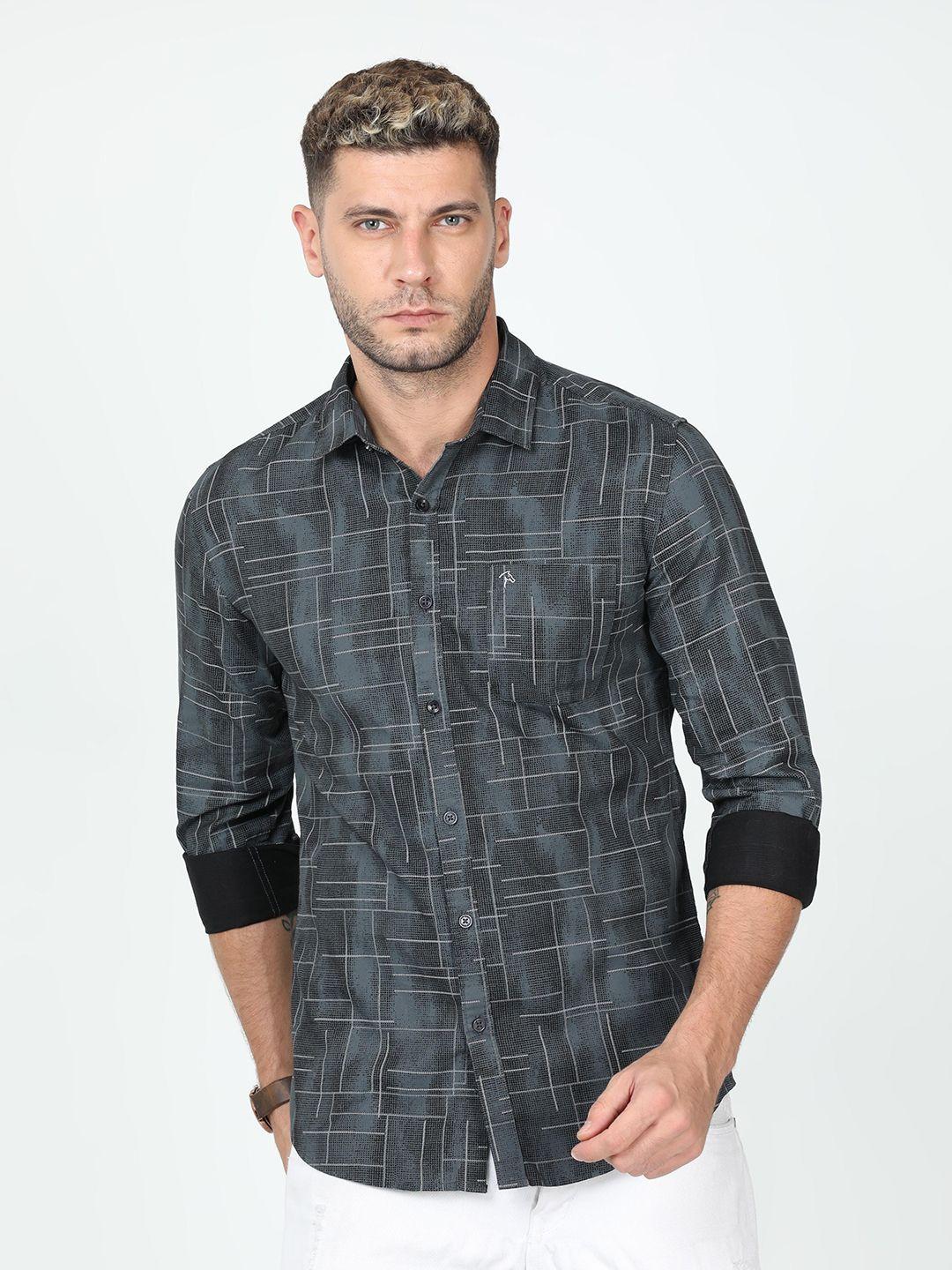 cp bro slim fit opaque printed cotton casual shirt
