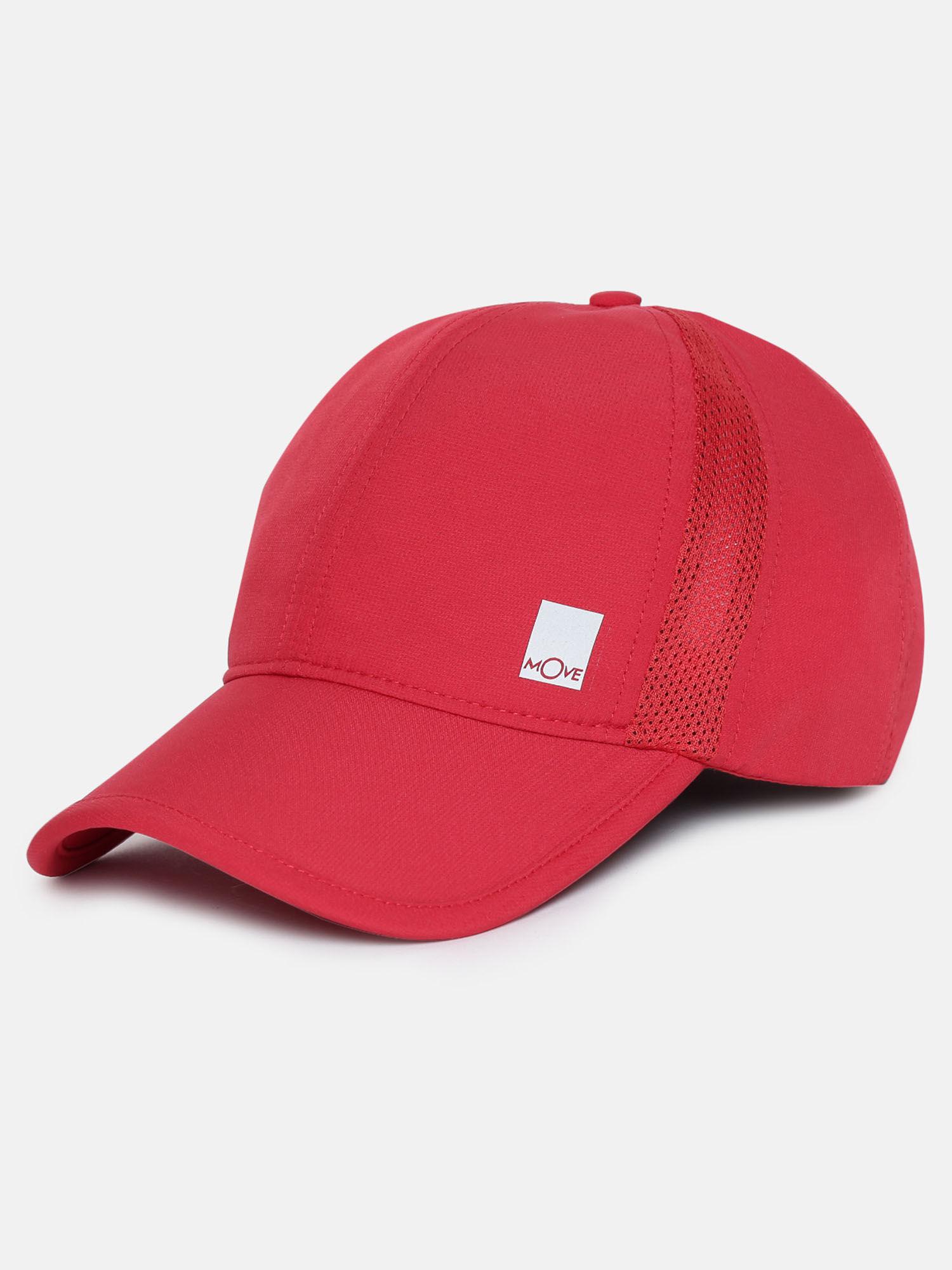 cp21 polyester solid cap with adjustable back closure and stay dry bright red