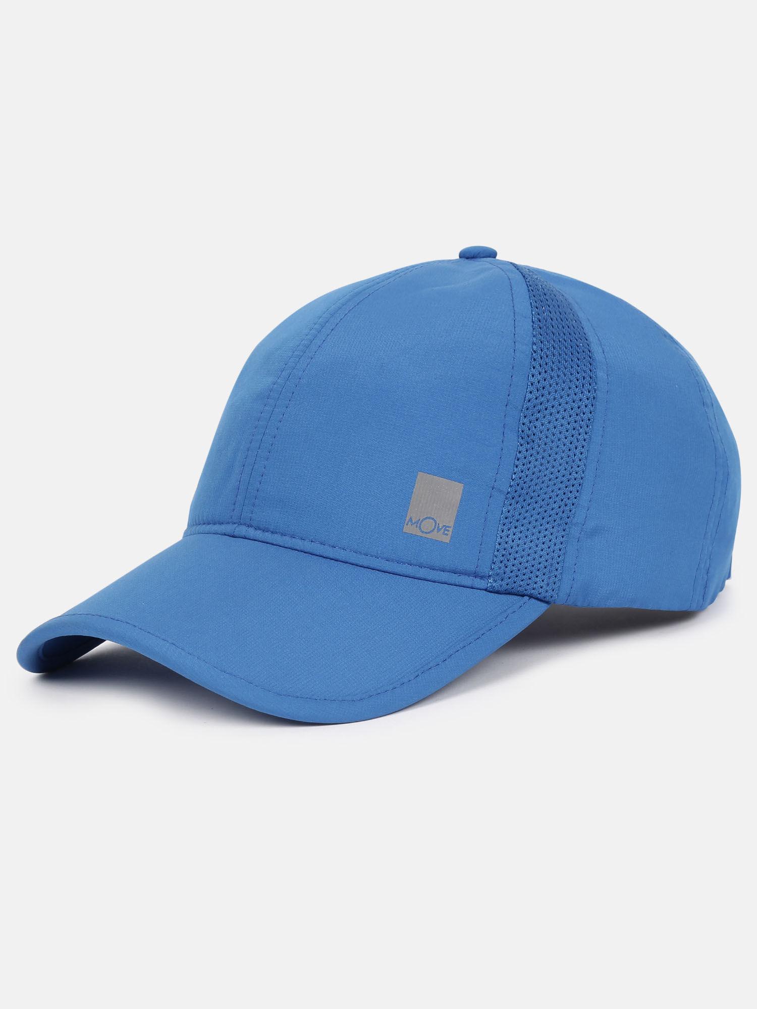 cp21 polyester solid cap with adjustable back closure and stay dry move blue
