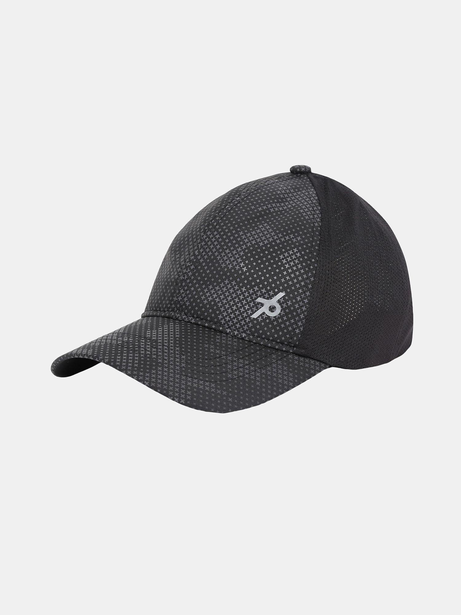 cp23 polyester printed cap with adjustable back closure and stay dry black