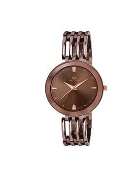 cr-jwl122-brwn analogue watch with stainless steel strap