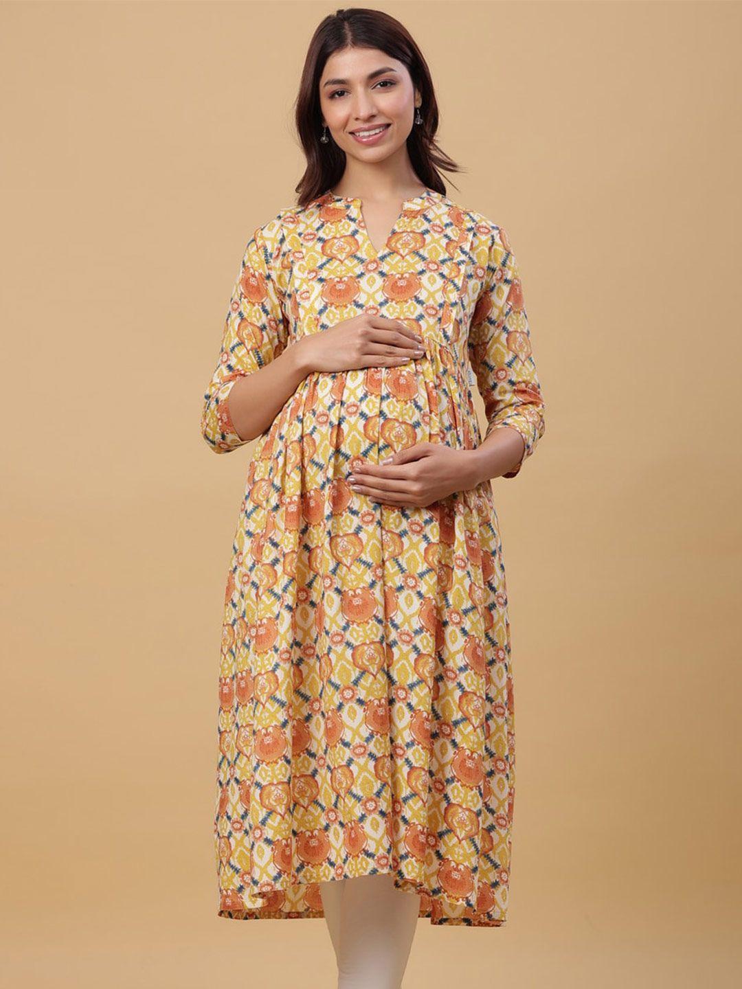 crafiqa ethnic motifs printed pure cotton anarkali maternity kurta