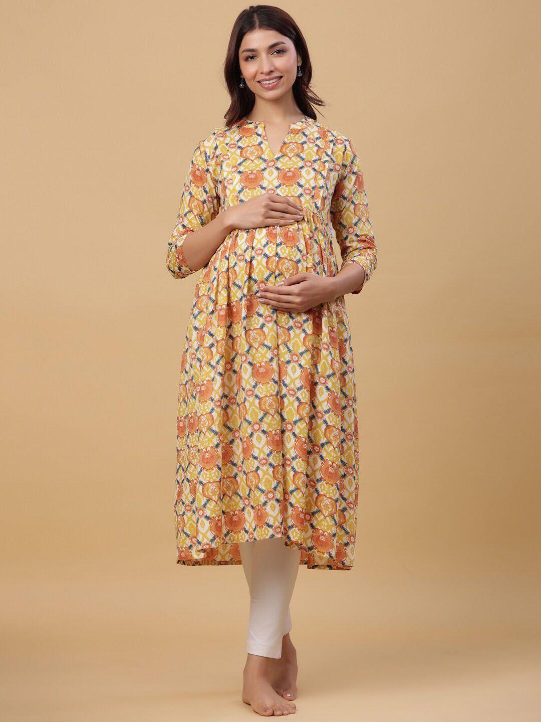 crafiqa floral printed maternity & nursing kurta