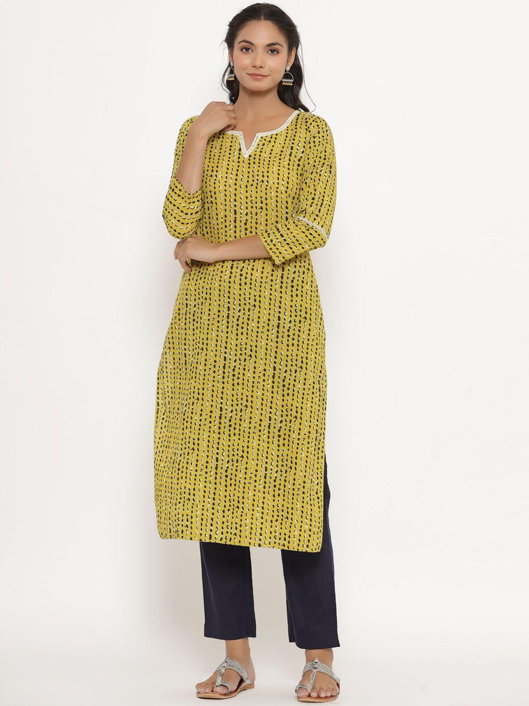 crafiqa floral printed pure cotton kurta with trousers