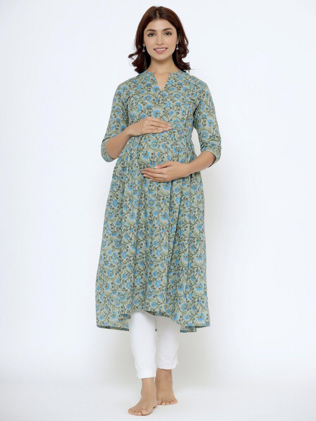 crafiqa floral printed pure cotton maternity kurta